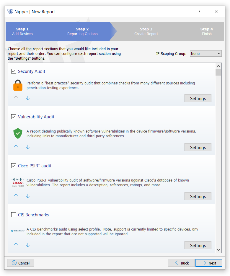 How to manage and customize audit report settings in Nipper (v2)