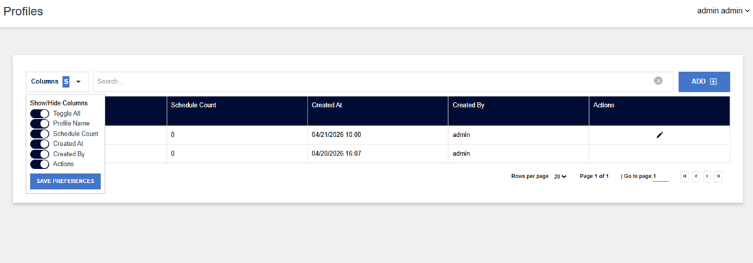 Iprofile Table Profiles